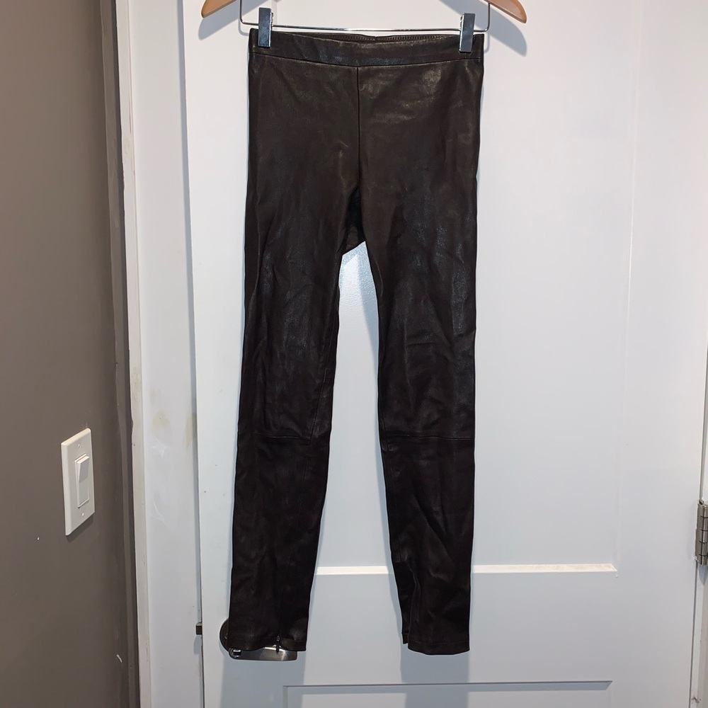 Dark Brown Faux Leather Leggings